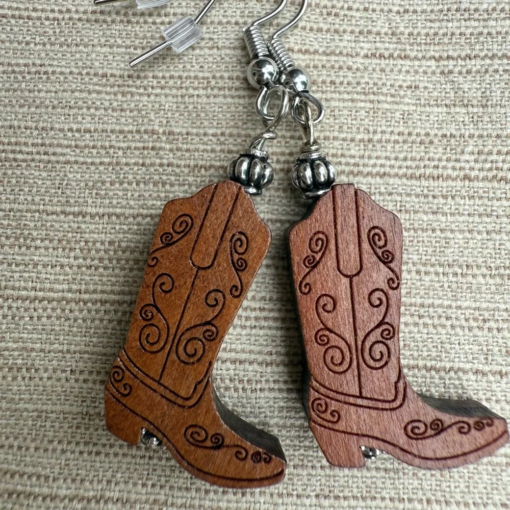 Cowboy/Cowgirl Artisan Brown Boot Earrings